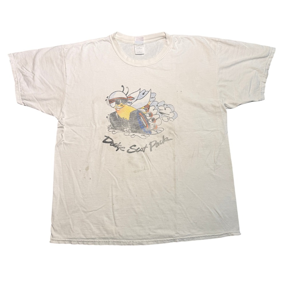 Vintage Distressed Dodge Scat Pack Super Bee Graphic T-Shirt XL White Anvil